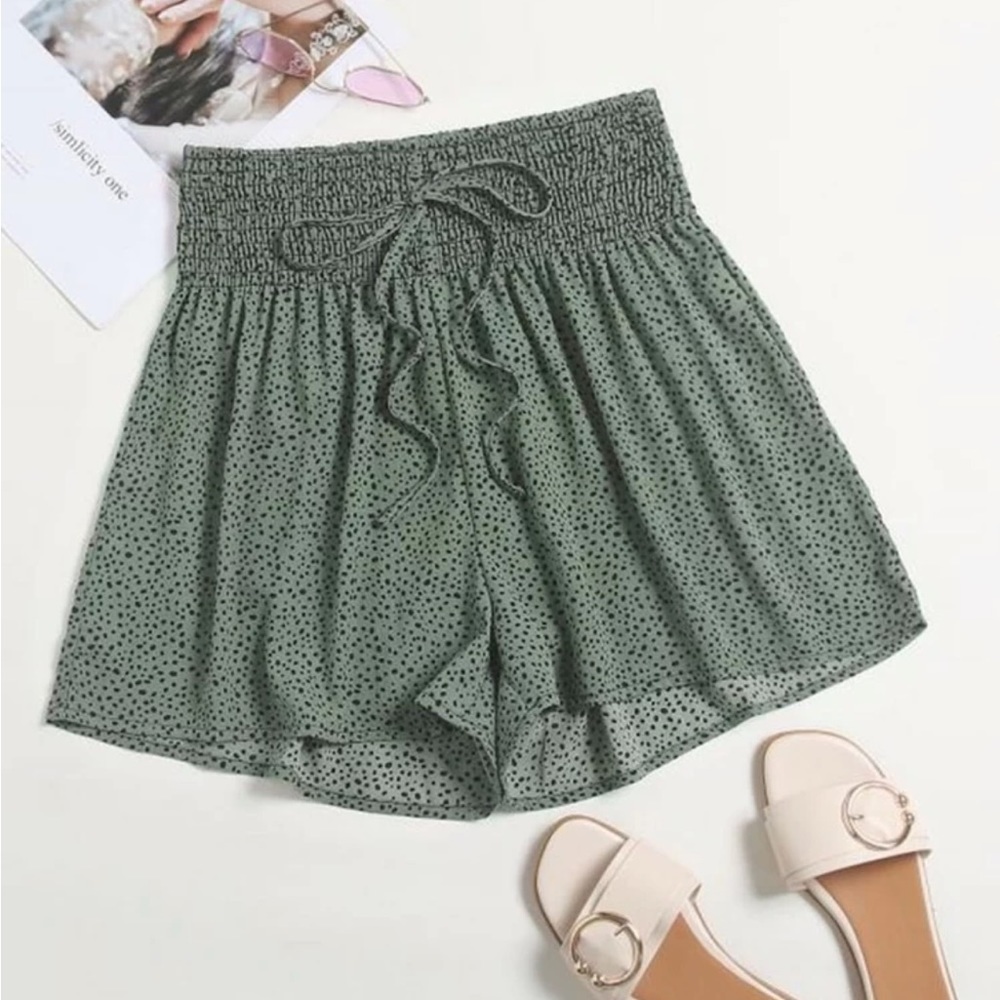 Green Dalmatian Print Shorts